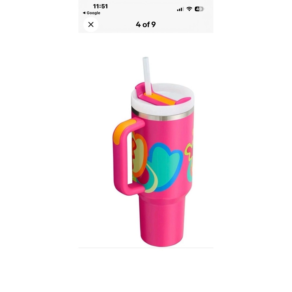 Stanley 30oz Quencher H2.0 FlowState Tumbler Electric Pink Psychedelic Graphic - Picture 2 of 6
